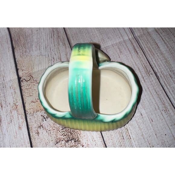 Czech Bird on Basket Red Mark Czechoslovakia Yellow Blue Art Pottery Antique - Picture 4 of 12